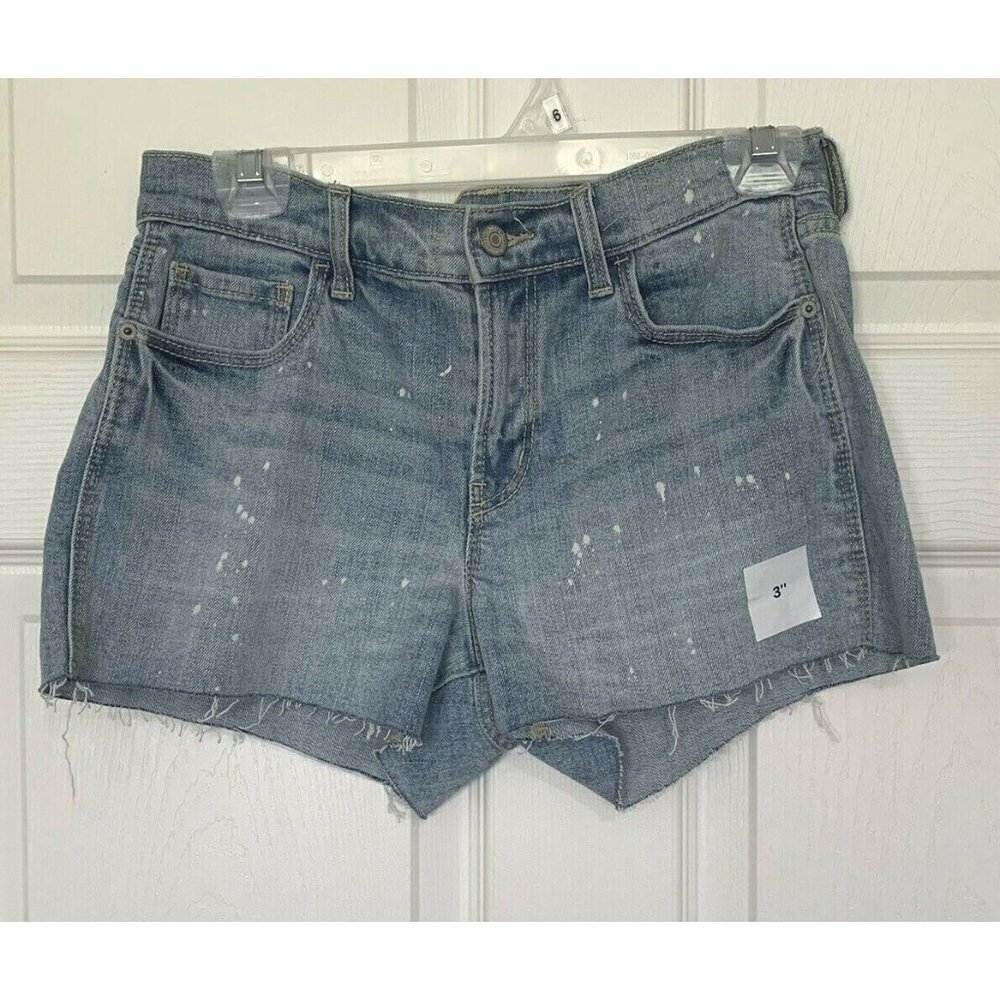Old Navy Size 2 Cutoffs Shorts Blue Jean Denim Light Wash Bleach Splatter